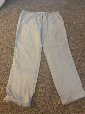Lou & Grey Pale Blue Linen-Blend Drawstring Pants